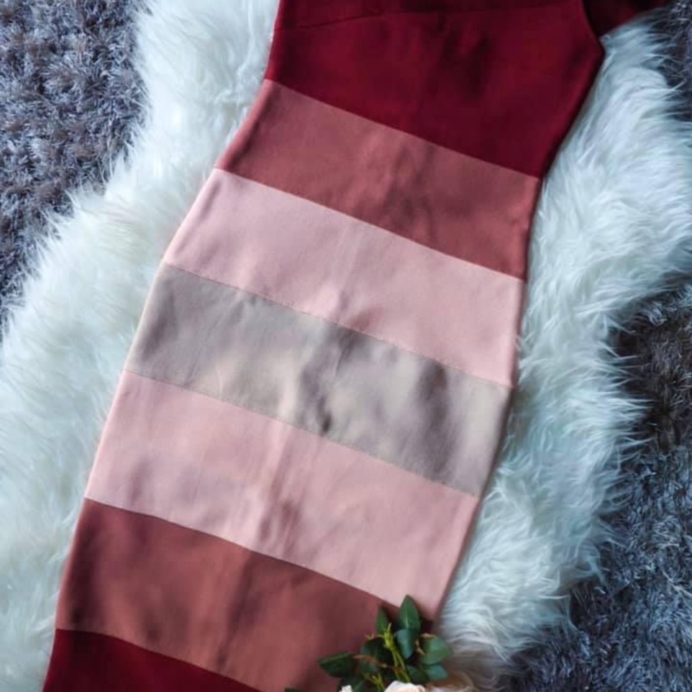 Rosy Red One Shoulder Gradient Bandage Dress